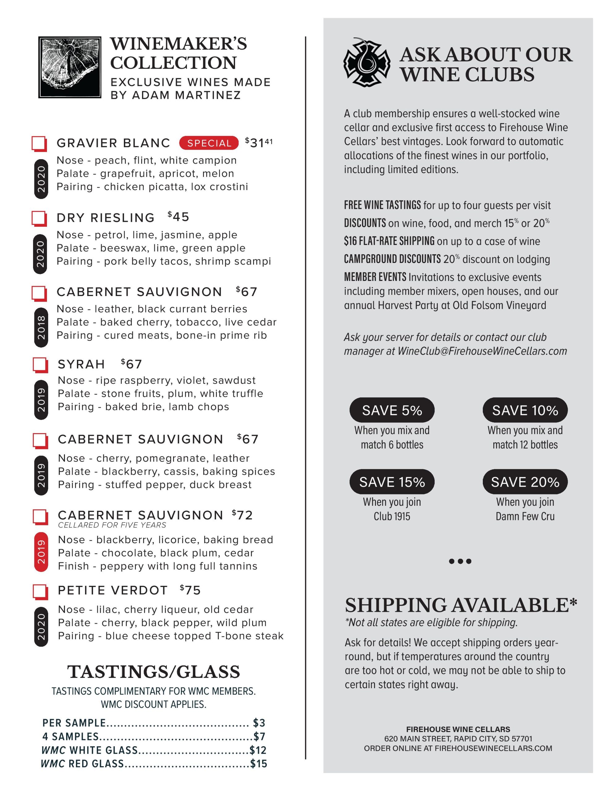 Firehouse Smokejumper Station October 2024 Tasting Sheet Page 2